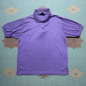 Vintage 80s short sleeve polo shirt blank purple soft worn women’s large